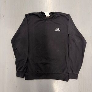 Adidas Mens Crewneck Sweatshirt Black Embroidered Logo Pullover Large